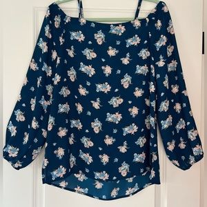 Pleione Women’s Cold-Shoulder Floral Top EUC | Size Medium